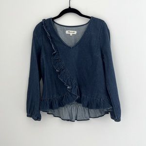 Madewell denim long sleeve top XS